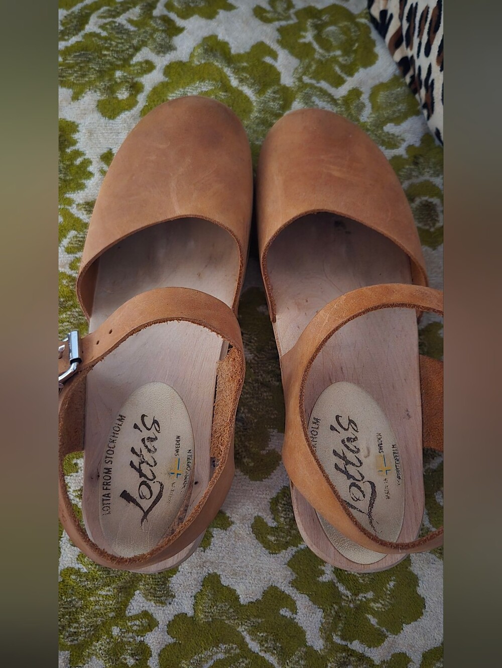 Lotta From Stockholm Tan Leather Mary Jane Clogs